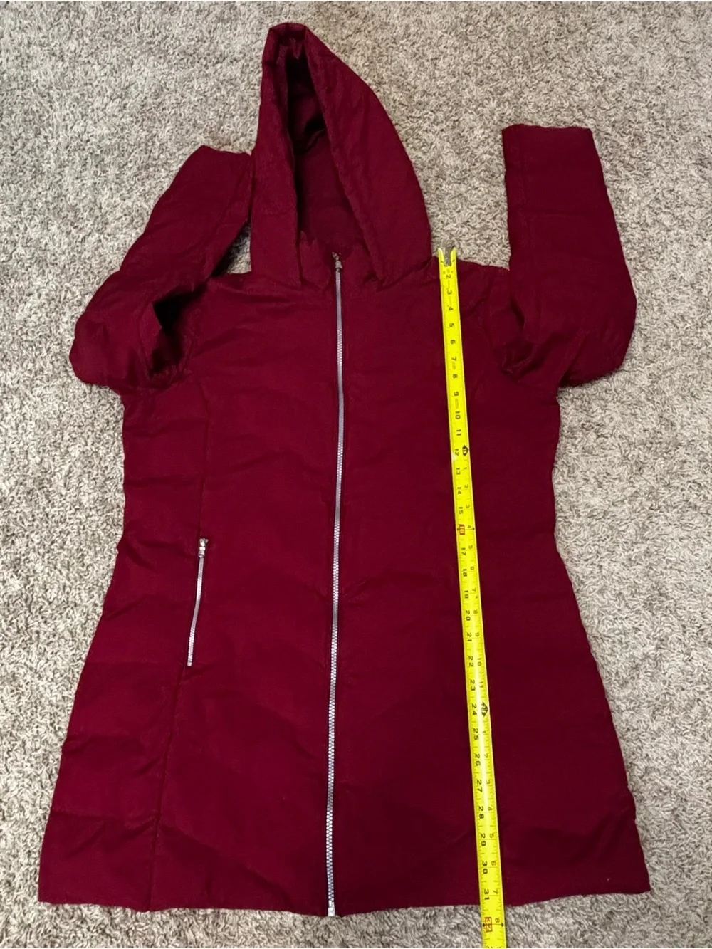 Ralph Lauren Women's Hooded Quilted Puffer Coat - Burgundy womens large style